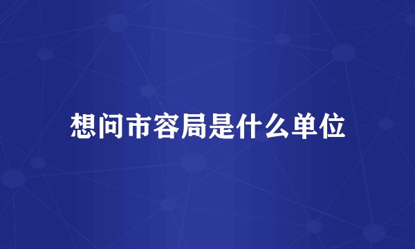 想问市容局是什么单位