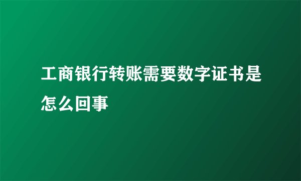 工商银行转账需要数字证书是怎么回事