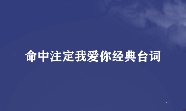 命中注定我爱你经典台词