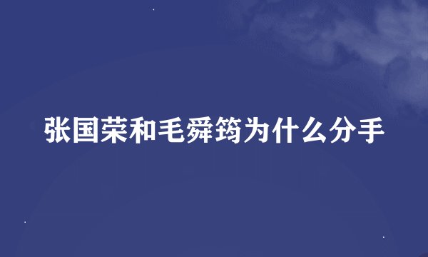 张国荣和毛舜筠为什么分手