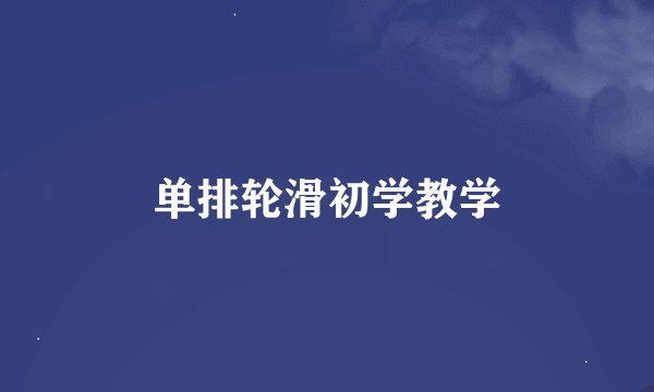 单排轮滑初学教学