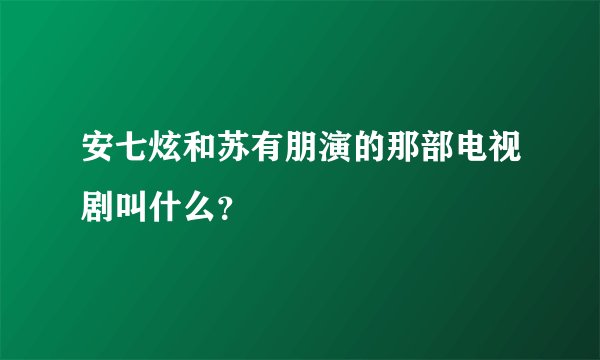 安七炫和苏有朋演的那部电视剧叫什么？