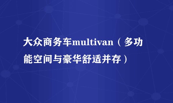 大众商务车multivan（多功能空间与豪华舒适并存）