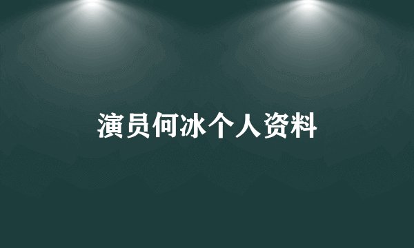 演员何冰个人资料
