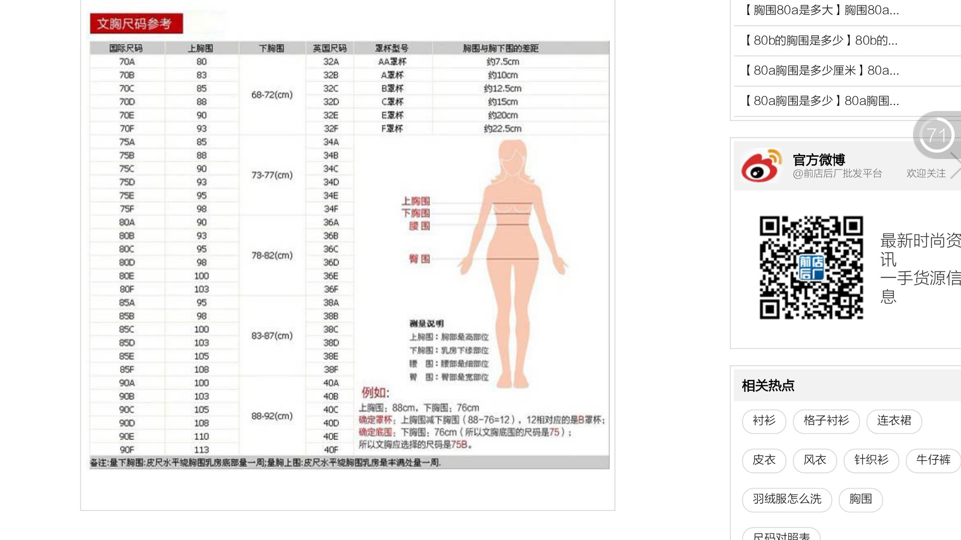 胸罩34c是多大？
