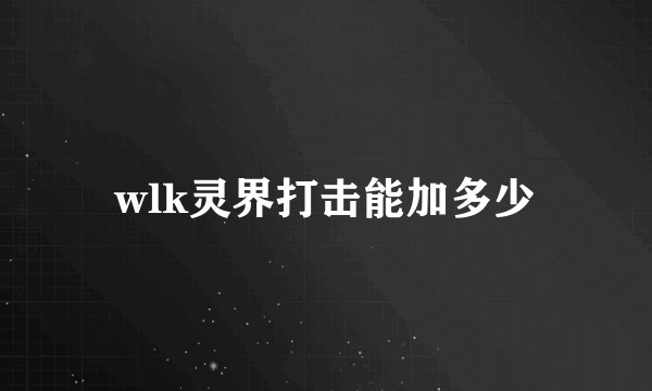 wlk灵界打击能加多少