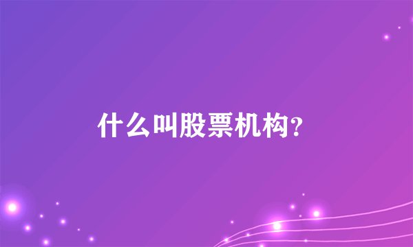 什么叫股票机构？