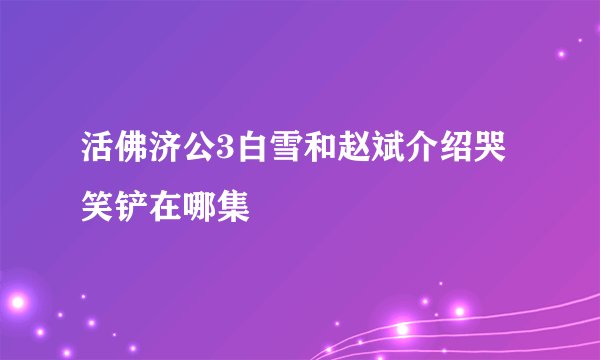 活佛济公3白雪和赵斌介绍哭笑铲在哪集