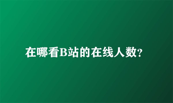 在哪看B站的在线人数？