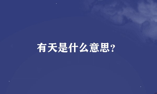 有天是什么意思?