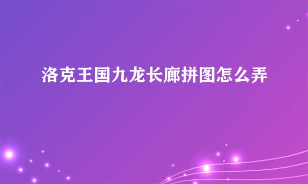 洛克王国九龙长廊拼图怎么弄