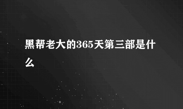 黑帮老大的365天第三部是什么