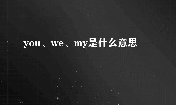you、we、my是什么意思