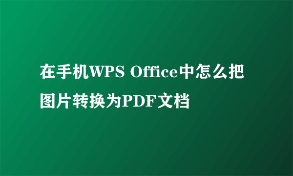 在手机WPS Office中怎么把图片转换为PDF文档
