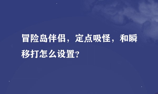 冒险岛伴侣，定点吸怪，和瞬移打怎么设置？