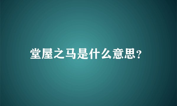 堂屋之马是什么意思？