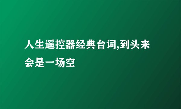 人生遥控器经典台词,到头来会是一场空