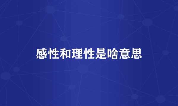 感性和理性是啥意思