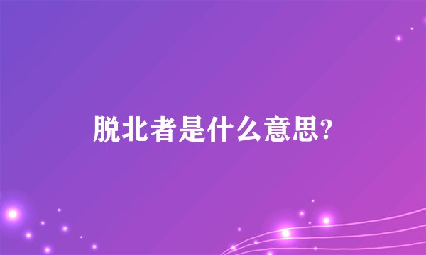 脱北者是什么意思?