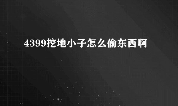 4399挖地小子怎么偷东西啊