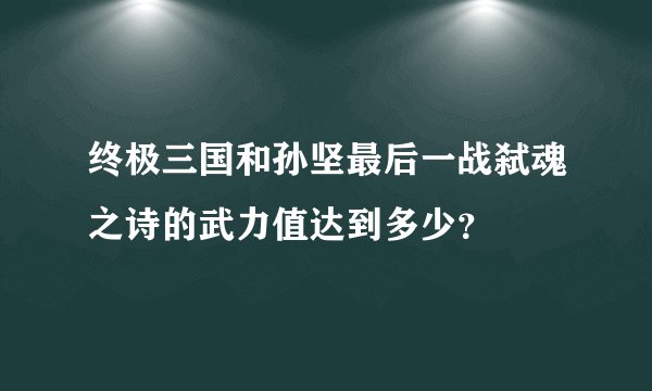 终极三国和孙坚最后一战弑魂之诗的武力值达到多少？