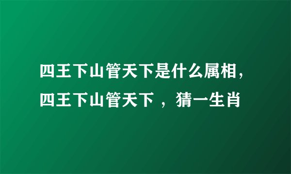 四王下山管天下是什么属相，四王下山管天下 ，猜一生肖