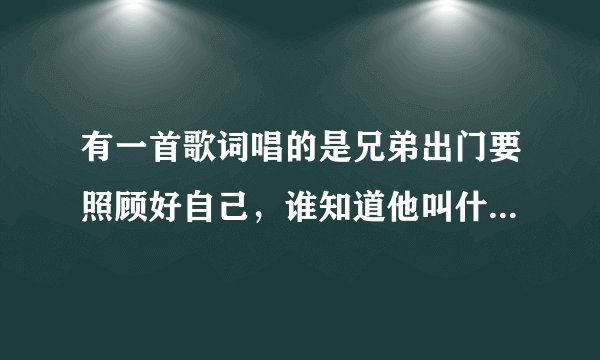 有一首歌词唱的是兄弟出门要照顾好自己，谁知道他叫什么DJ或是歌名