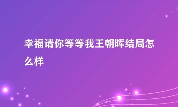 幸福请你等等我王朝晖结局怎么样