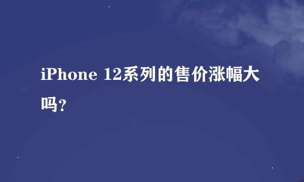 iPhone 12系列的售价涨幅大吗？