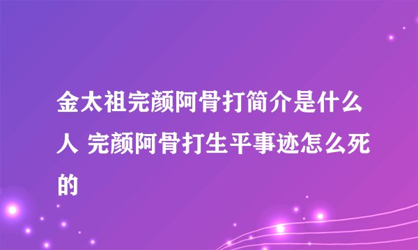 金太祖完颜阿骨打简介是什么人 完颜阿骨打生平事迹怎么死的