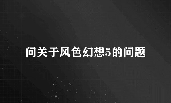 问关于风色幻想5的问题
