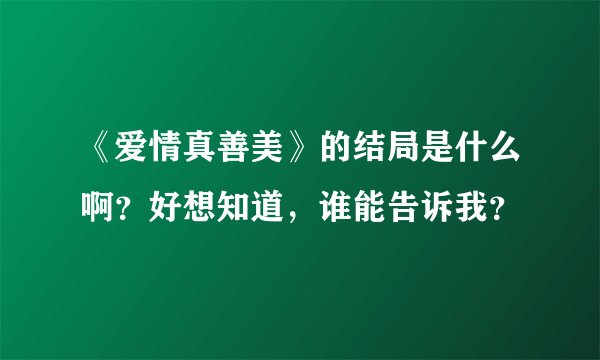 《爱情真善美》的结局是什么啊？好想知道，谁能告诉我？