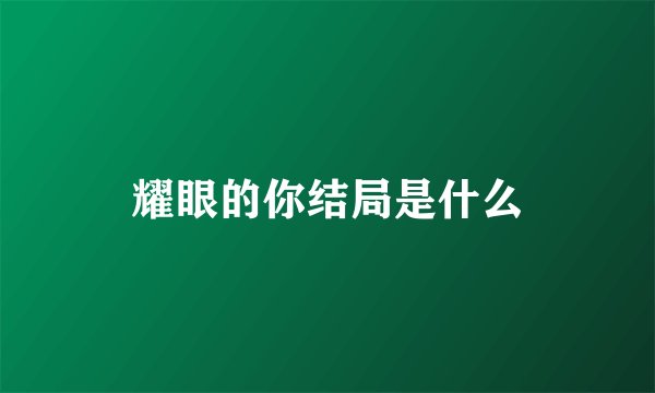 耀眼的你结局是什么