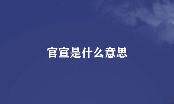 官宣是什么意思