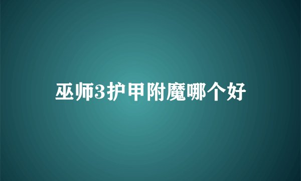 巫师3护甲附魔哪个好