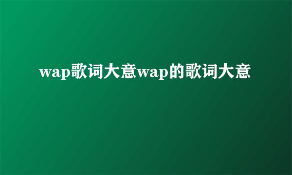wap歌词大意wap的歌词大意