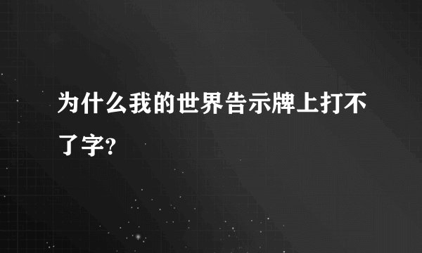 为什么我的世界告示牌上打不了字？
