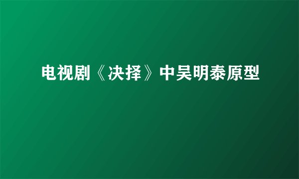 电视剧《决择》中吴明泰原型
