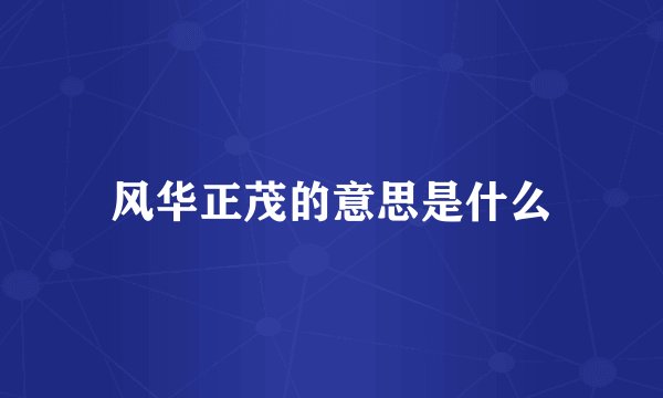 风华正茂的意思是什么