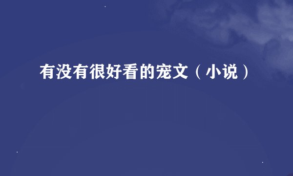 有没有很好看的宠文（小说）