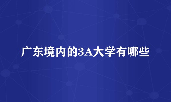 广东境内的3A大学有哪些