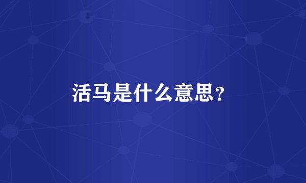 活马是什么意思？
