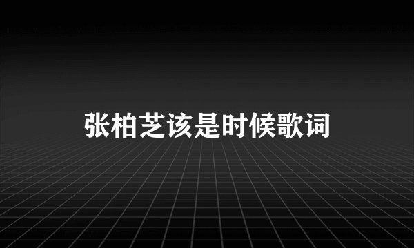 张柏芝该是时候歌词