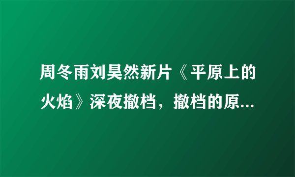 周冬雨刘昊然新片《平原上的火焰》深夜撤档，撤档的原因是什么？