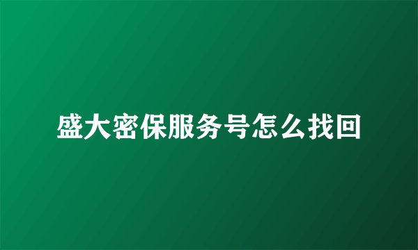 盛大密保服务号怎么找回