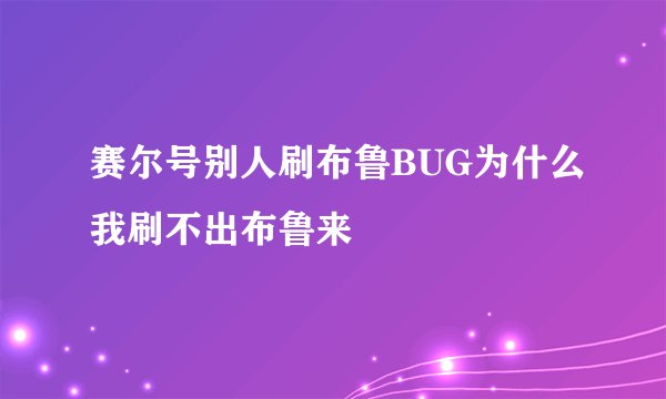 赛尔号别人刷布鲁BUG为什么我刷不出布鲁来