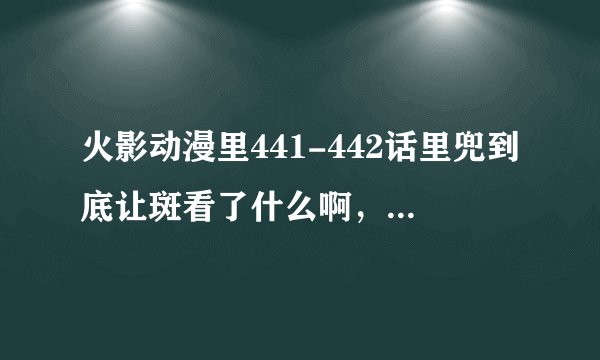 火影动漫里441-442话里兜到底让斑看了什么啊，那么生硬