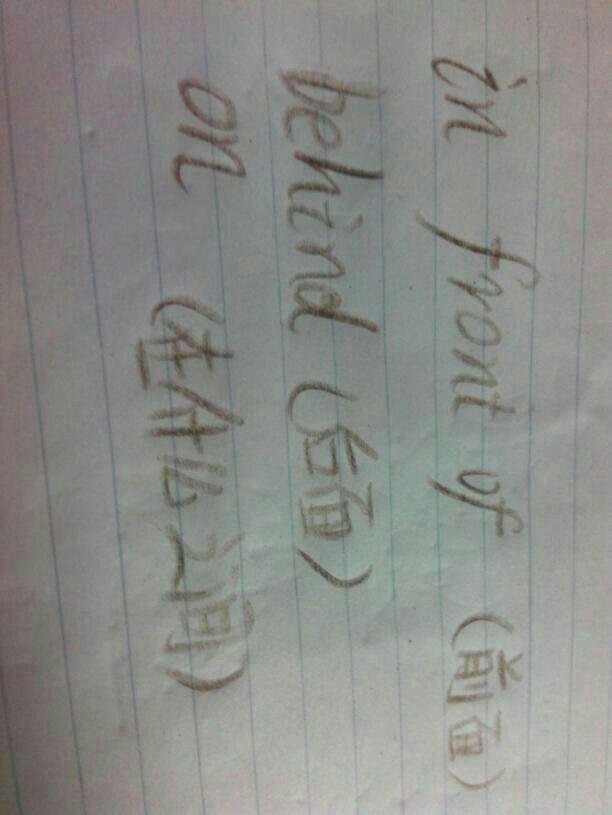 前面，后面、在什么之间，英文怎么说