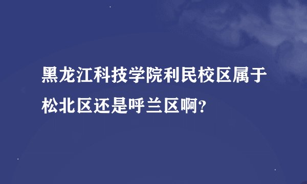 黑龙江科技学院利民校区属于松北区还是呼兰区啊？