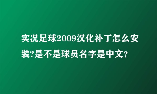 实况足球2009汉化补丁怎么安装?是不是球员名字是中文？